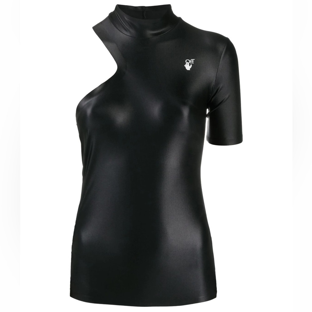 Off-White logo Black Cutout Short Sleeve Top